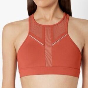 Alo Yoga Half Moon Sports Bra Rust Red Small high Neck Racerback light support